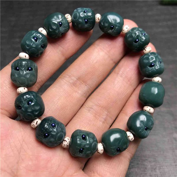 

chinese-style products tiktok live, bodhi root, a dull skin, green carving, and collocation with blood silk bracelet.