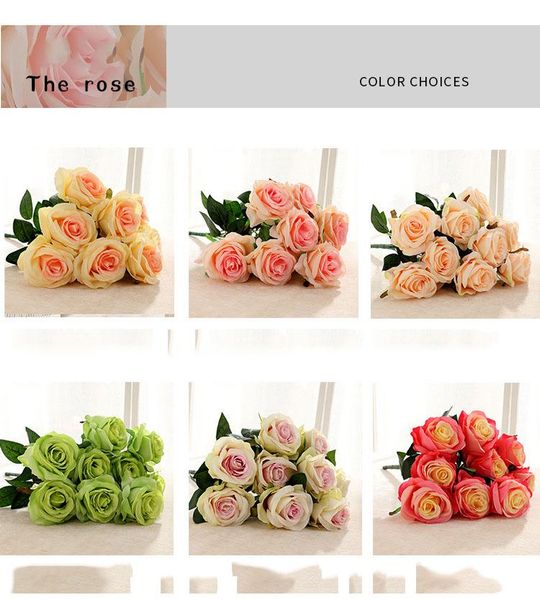 

artificial flowers rose 9 heads bouquet crepe flower for wedding home party decoration fake decorative & wreaths