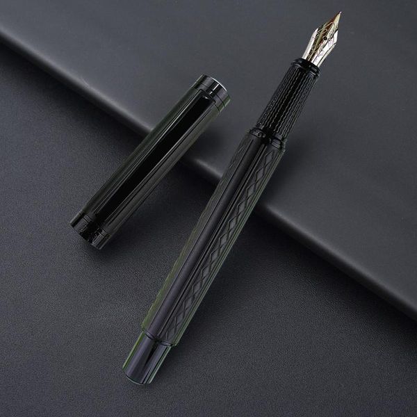 

black metal fountain pen titanium 0.5mm nib gun-black cap clip excellent business office gift ink pens