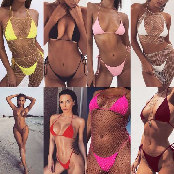 

the bikini swimsuit solid bandage bikini, White;black