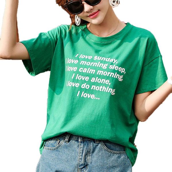 

women's t-shirt volocean 2021 cotton woman t shirt letter t-shirts for women female summer tee o-neck plus size, White