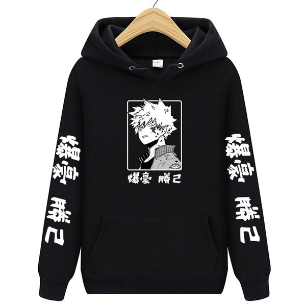 

men's hoodies & sweatshirts harajuku my hero academia couple wear japanese anime boku no hero academia printed hoodie streetwear byyj, Black