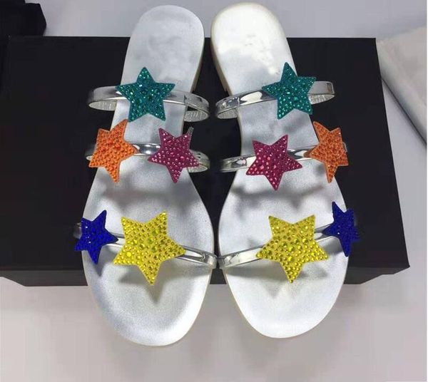 

70% off wholesale flip-flops shoes summer women flat slippers bling open toe crystal beach slides slip on mouth star heart rhinestone sandal, Black