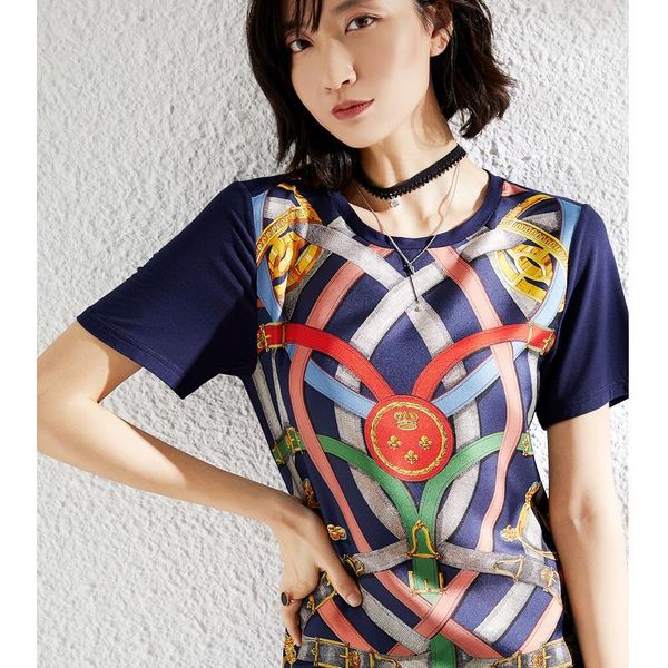 

women's t-shirt printed silk women s summer 2021 thin round neck short sleeve t shirt combo modal, White