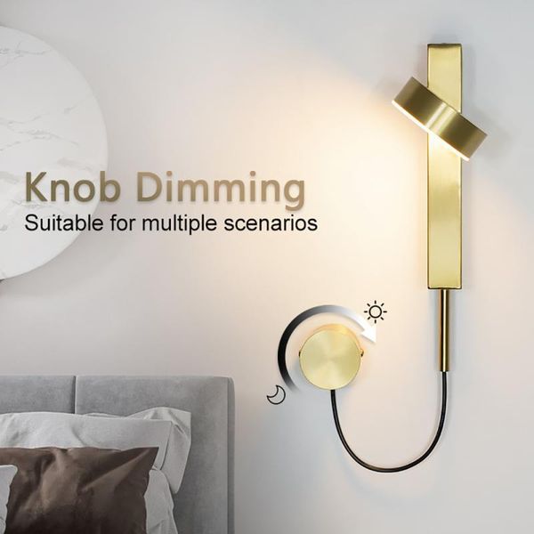 

modern led wall lamp bedroom7w 220v bedside decoration living room staircase sconce with switch knob for home