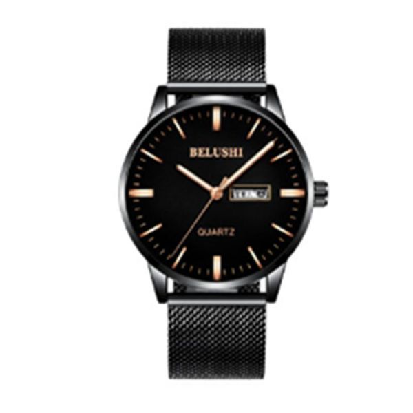 

wristwatches fashion watch men quartz steel mesh waterproof black strap sport casual male clock calendar 531, Slivery;brown