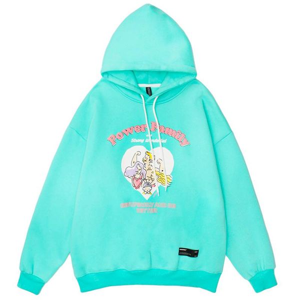 

men's hoodies & sweatshirts mens power family print fleece pullover streetwear hooded hip hop loose casual cotton hoodie, Black