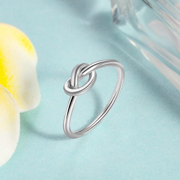 

cluster rings simple style 925 sterling silver twisted knot stackable women finger jewelry engagement wedding gift, Golden;silver