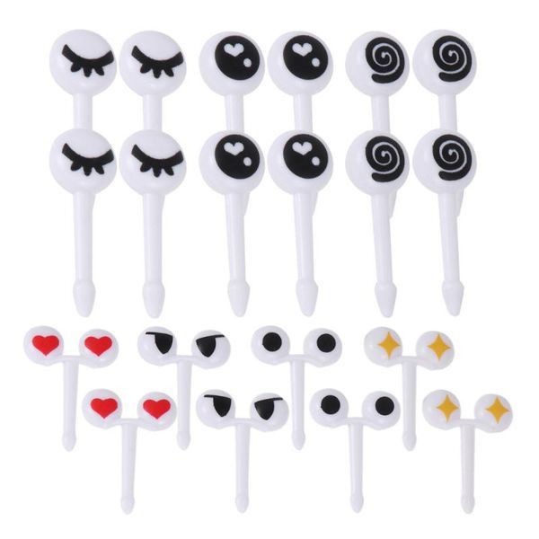 

forks 20pcs eyes design fruit fork picks dessert toothpicks decor for bento sandwich appetizer (random color)