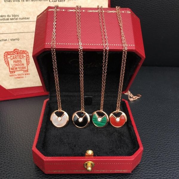 

2020 new jewelry design amulet necklace small double-sided clavicle chain women's simple temperament, Black