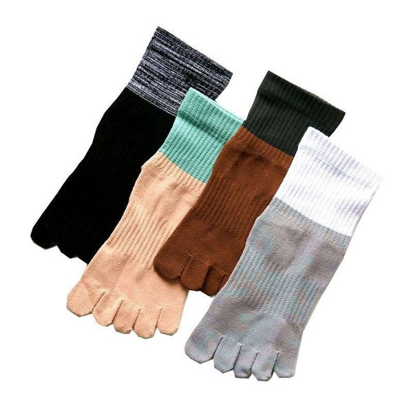 

sports socks 3 pairs cotton yoga patchwork five toed pilates antiskid particle sportswear for female gym fitness workout, Black