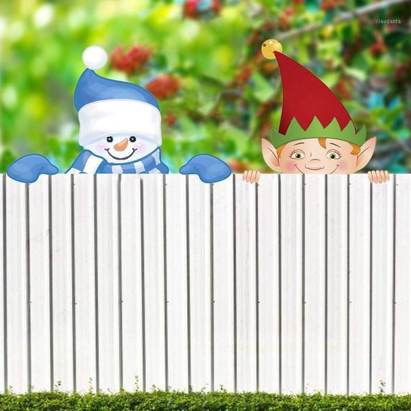 

christmas decorations themed fence peeker decoration garden elf xmas yard holiday