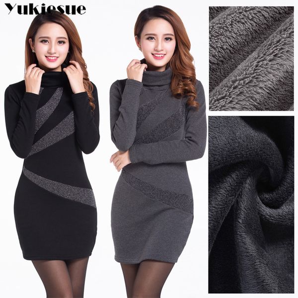

thick and warm winter women's wear, high neck tight skirt, sexy, suitable for party, 2020, Black;gray