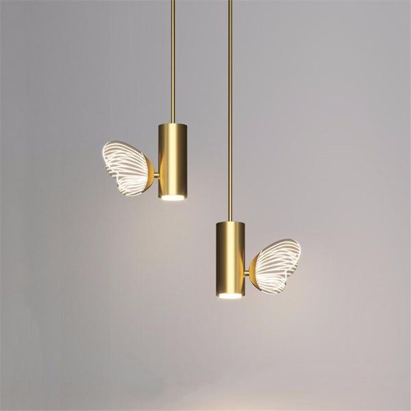 

pendant lamps nordic bedroom led small lights luxury creative crystal butterfly lamp simple modern bar bedside hanging