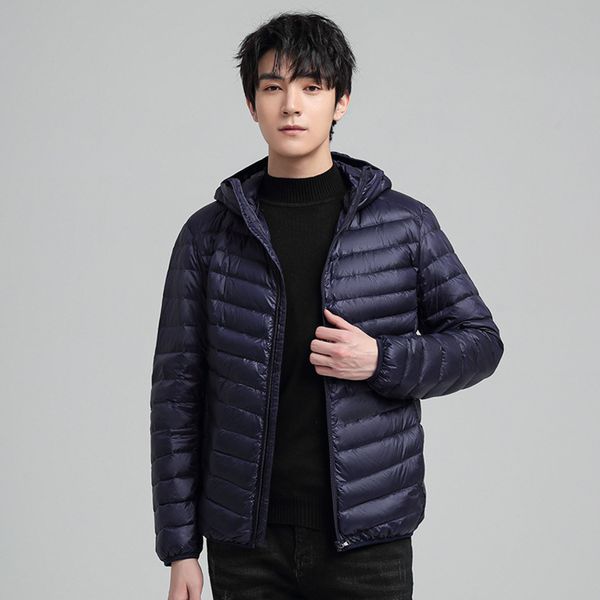 

autumn new and wo short hooded lightweight men's winter korean white duck leisure down et, Black
