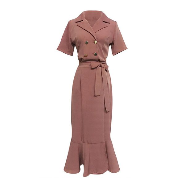 

red wine black blue purple double breasted notch collar short sleeve sash summer dress d1122 210514, Black;gray