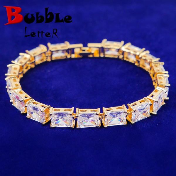 

link, chain 6mm baguette bracelet gold color women hip hop jewelry, Black