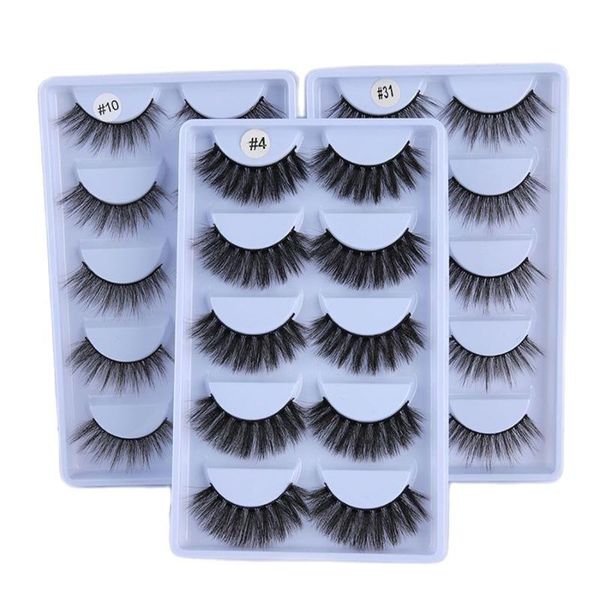 

false eyelashes wholesale in bulk 1set/5pair natural look wispy fluffy faux mink lashes makeup extension tools beauty eye