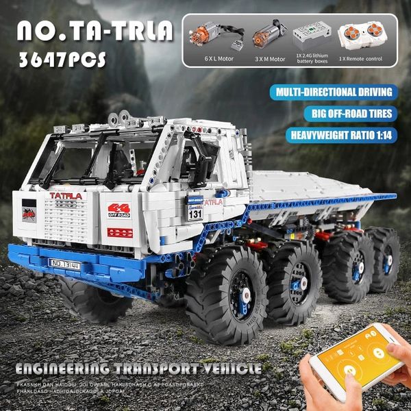 КОЛЕСА КОЛЕСА ARAKAWAS MOC TOW Внедорожные строительные блоки Tatras 813 8x8 модель 13144 Высокотехнологичные приложения RC Car Bricks детские рождественские подарки