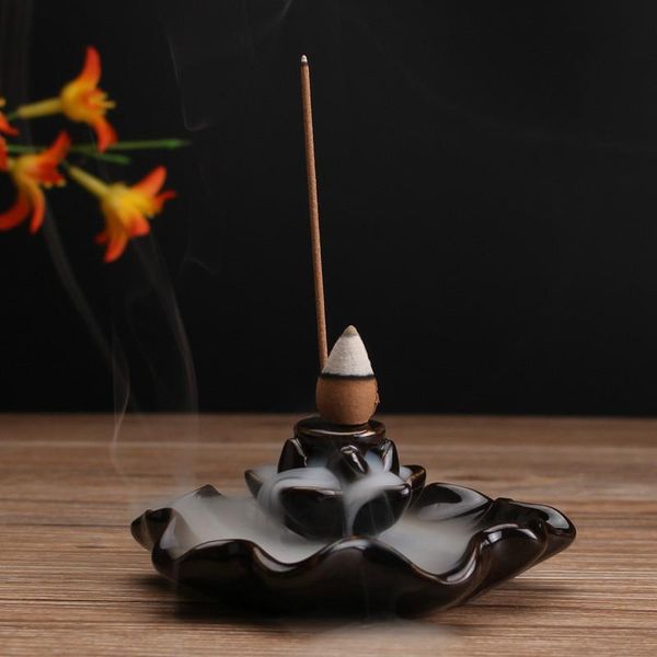 

sachet bags multifunctional smoke backflow incense burners ceramic bases creative lotus shape home decoration