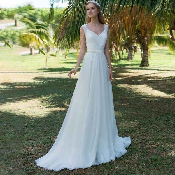 

other wedding dresses elegant beach tulle bride dress for summer a line short sleeves bridal gowns tassels hollow back custom made women1, White