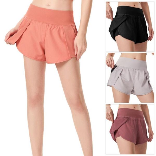 

women's shorts women workout fitness elastic high waist yoga 2 in 1 pants running, White;black