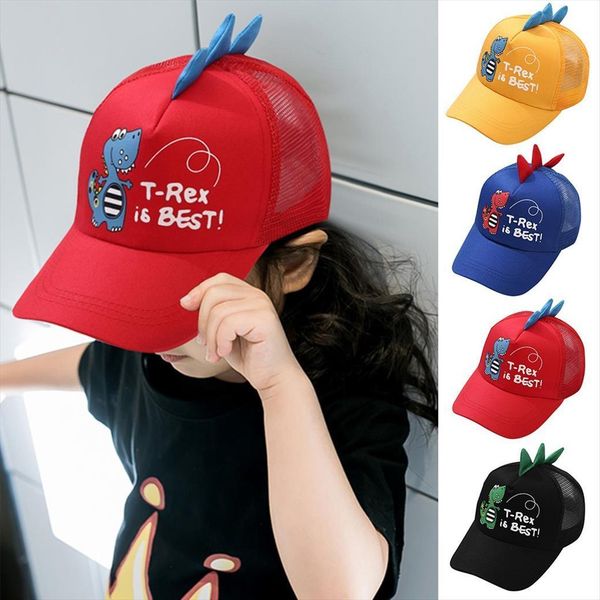 

hip hop hat dinosaur visor embroidered cap fashion baseball peaked kids boys girls adorable mesh patchwork sun, Blue;gray