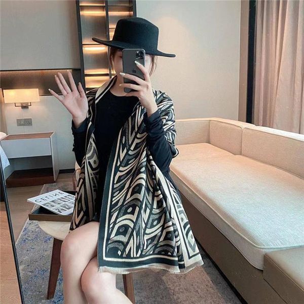 

scarves winter thick imitation cashmere comfortable large size women's scarf luxury jacquard outdoor warmth trendy shawl, Blue;gray