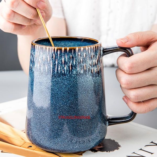 

mugs 550 ml european-style high capacity mug ceramic cup simple couple large nordic retro coffee big belly