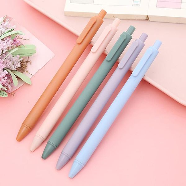 PENS DE GEL 10 PCS Macaroon Color Push-Action Pen Student Exame -Tip Neutro