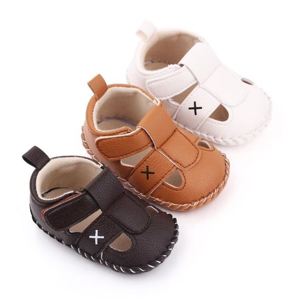 

summer style baby sandals soft sole infants first walkers toddler pu leather clogs brown white yellow color