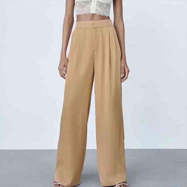 

za women fashion office wear side pockets straight pants vintage high waist zipper fly female trousers mujer, Black;white
