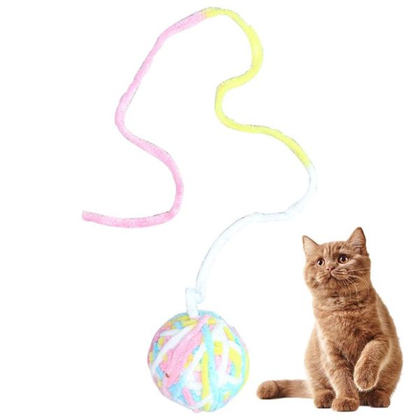 

cat toys 1pc colorful toy ball wool interactive pom kitten play with bell pet supplies accessories