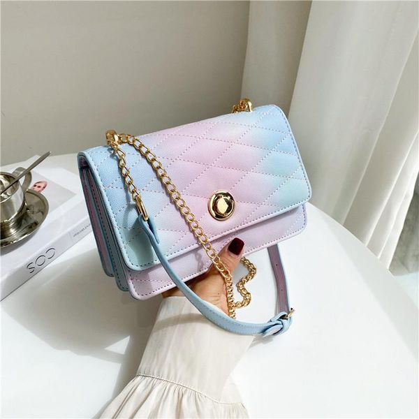 

gradient design underarm shoulder bags for women 2021 chains strap handbags summer fashion female crossbody bag evening