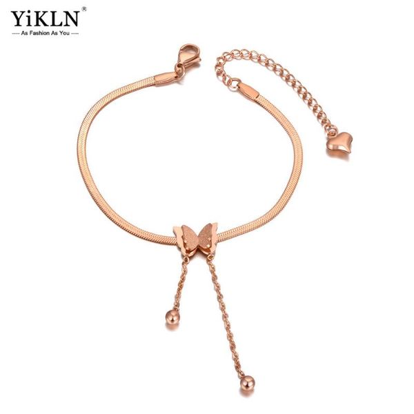 

link, chain yikln fashion titanium stainless steel butterfly charm bracelets for women bohemia cz crystal party bracelet jewelry yb20212, Black