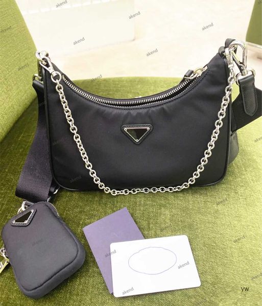 

3 piece set bags women designer luxury crossbody genuine nylon hand purses lady tote shoulder coin purse three yw