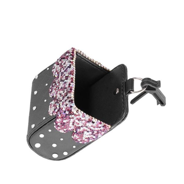

multifunctional car seat storage box leather rhinestone decor pouch pendant mobile phone container outlet storag organizer