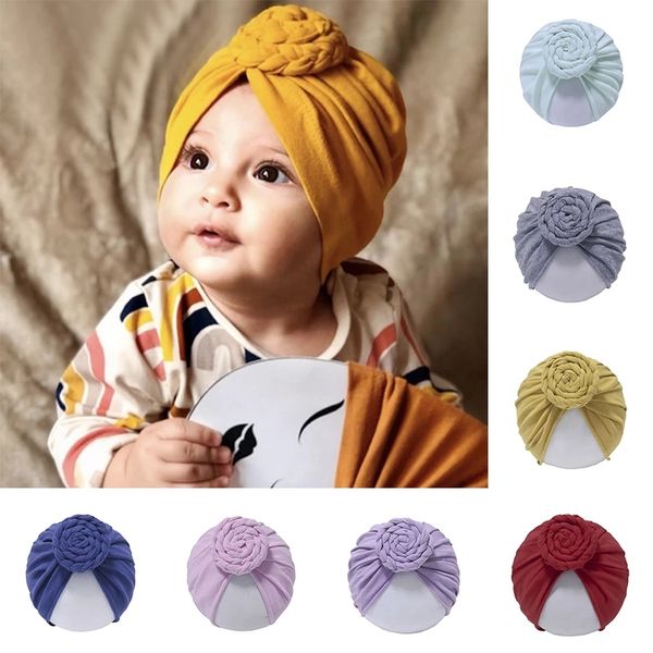 

solid color new design knot braided bow headbands toddler head wraps cotton baby turban hats babes cap hair accessories 2021, Blue;gray