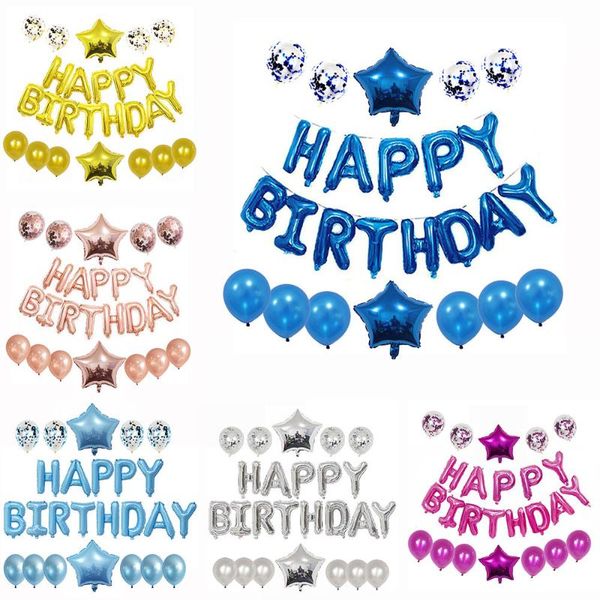 

party decoration happy birthday letter balloon set children star aluminum foil sequined latex combinati