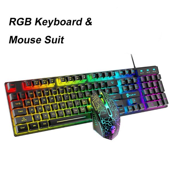 

gaming keyboard mouse wired combo kit 104 key with rgb backlight mechanical feeling gamer ergonomic mause for pc lapcombos
