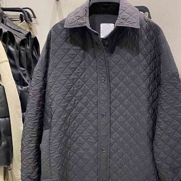 

women's fur & faux spring autumn women vintage black plaid warm thin jacket coat chic pockets oversize outwear female loose parka