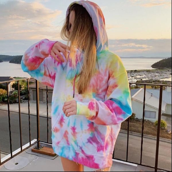 

3d tie dye print womens hoodie oversized drawstring long sleeve winter streetwear star pullover shirt, Black