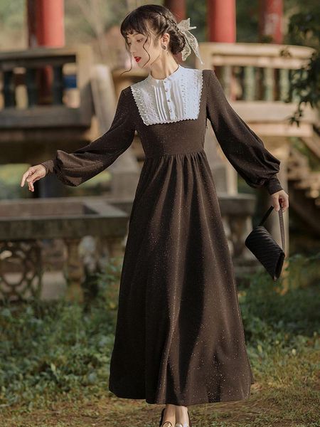 

casual dresses 2021 fashion women's clothing full patchwork vintage for women woman dress, Black;gray