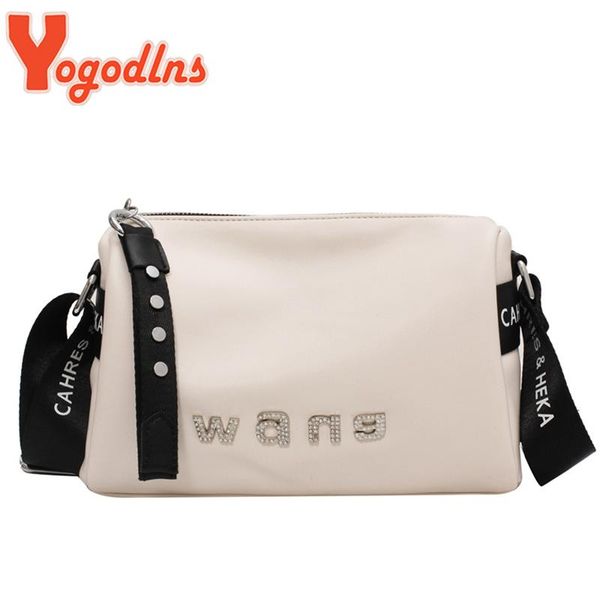 

evening bags yogodlns cylinder women's shoulder bag pu leather crossbody pillow wide belt messenger hadbag letter gym sac