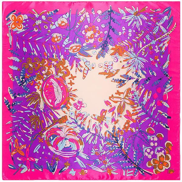 

scarves flash sale 90*90cm square silk scarf women big size rainforest flower shawl hijab ladies wraps, Blue;gray