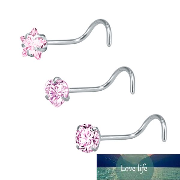 

zs 22g cz crystal nose studs sets 12pcs/3pcs nose rings studs set stainless steel piercing screws fashion septum rings, Golden;silver