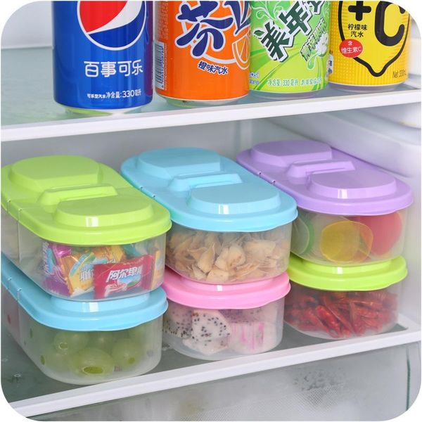 

storage bottles & jars multi-function box cabinet refrigerator plastic snack double grid covered kitchen sealed jar