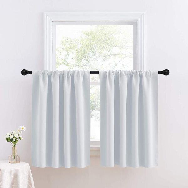 

curtain & drapes short blackout curtains with rod pocket thermal insulation window for kitchen room darkening bedroom decor