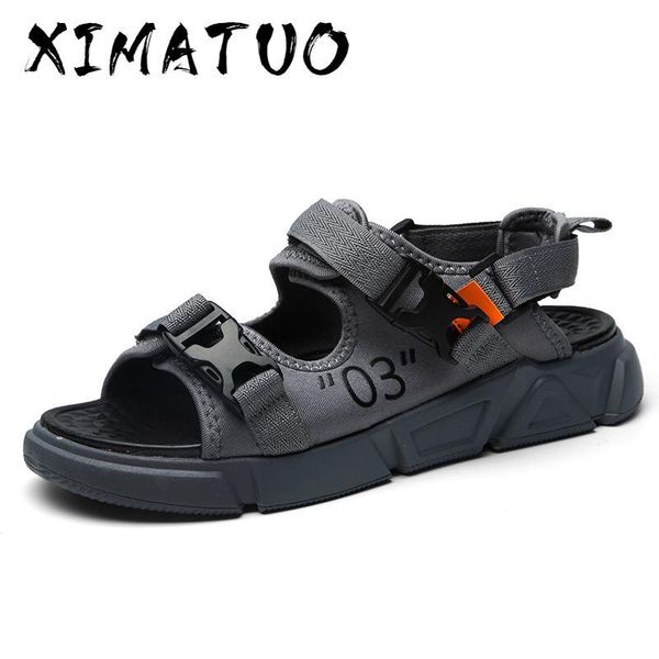 

sandals 2021 trend roman for men summer mens beach walking shoes buckle strap fashion designer, Black