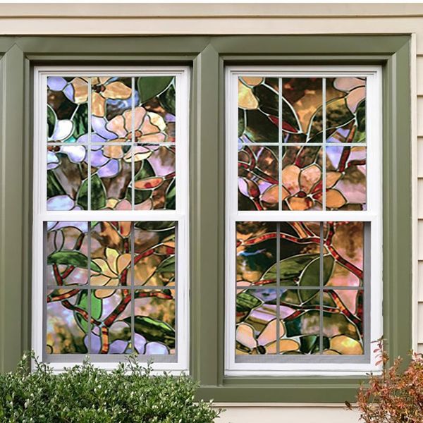 

wall stickers magnolia window sticker static cling privacy protection heat control pvc non toxic removable reusable home decoration